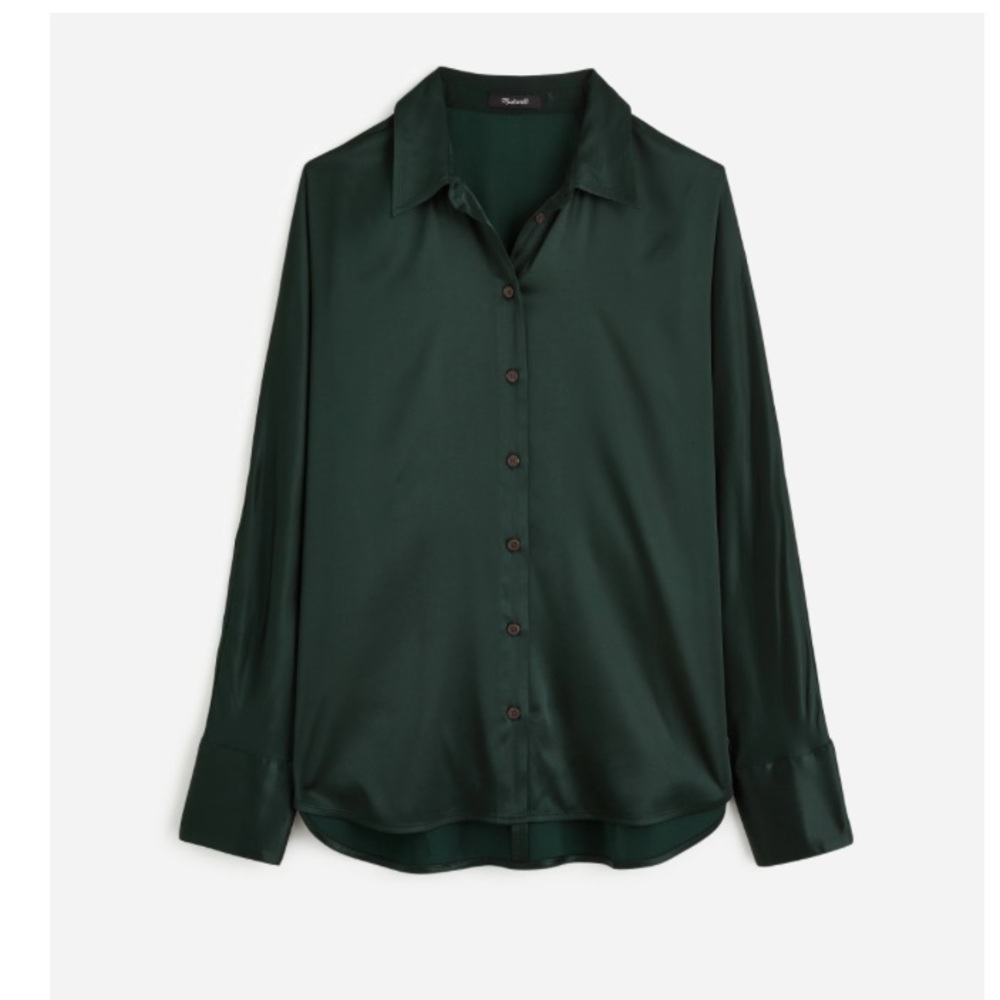 Madewell Relaxed Dolman Button-Up Shirt in Satin